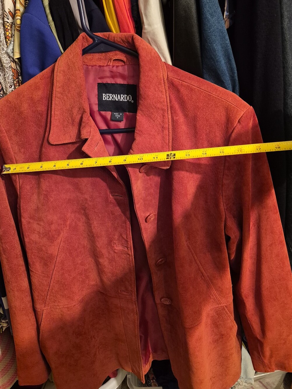 Bernardo Rust Suede Leather Button-Front Jacket - Picture 14 of 15